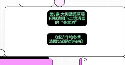 第8节：【大棚蔬菜草莓】闷棚清园与土壤消毒的&ldquo;桑拿浴&rdquo;，课程：《经济作物冬季清园&middot;实战防坑指南》#识农AI