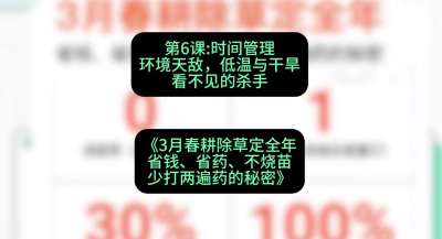 第6节：时间管理环境天敌，低温与干旱&mdash;&mdash;看不见的杀手，课程：《3月春耕除草定全年：省钱、省药、不烧苗、少打两遍药的秘密》